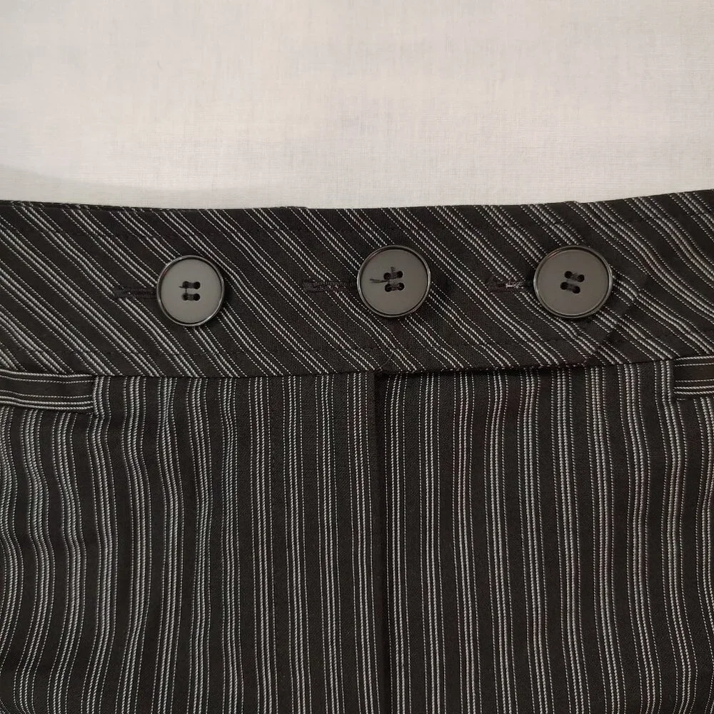 Ann Taylor Loft Julie Trouser Dress Pants Womens Size 6 Pinstripe Wide Leg Black - Picture 14 of 15
